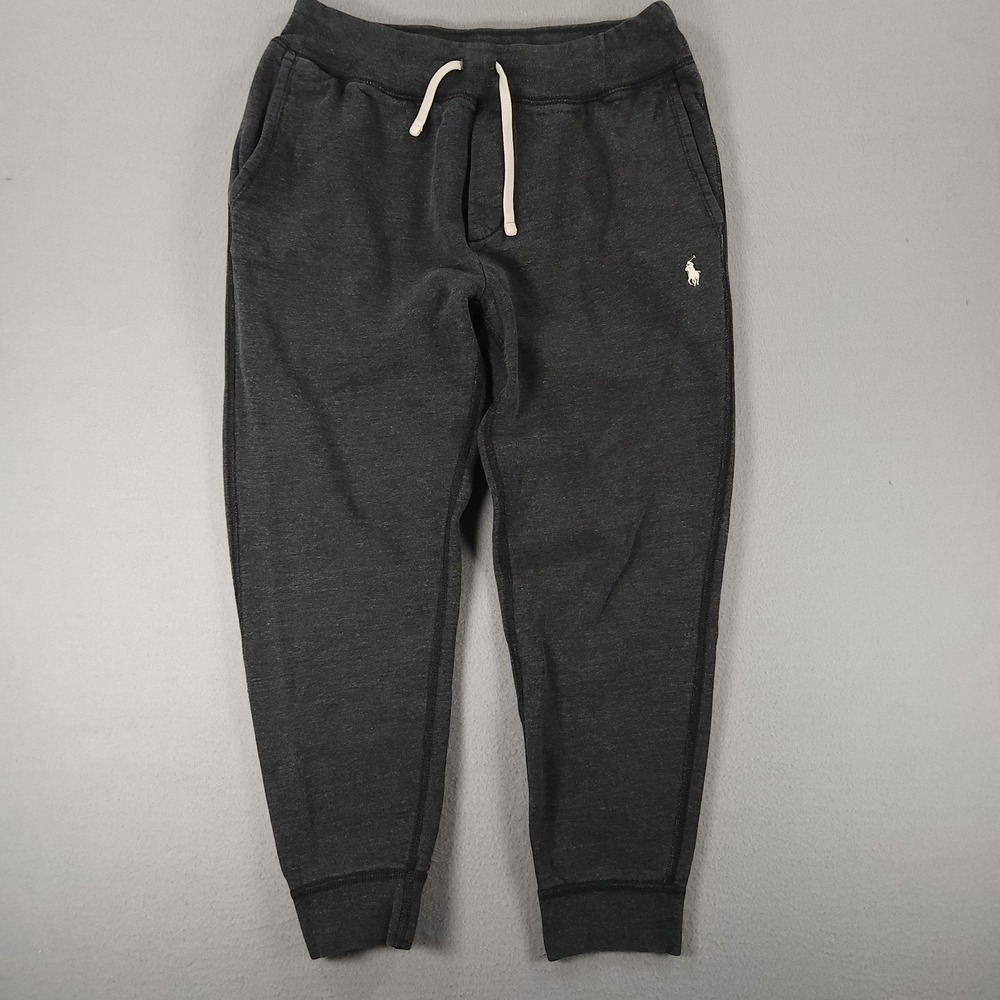Polo Ralph Lauren Pants Mens Small Gray Fleece Jogger Sweatpants Drawstring Pony